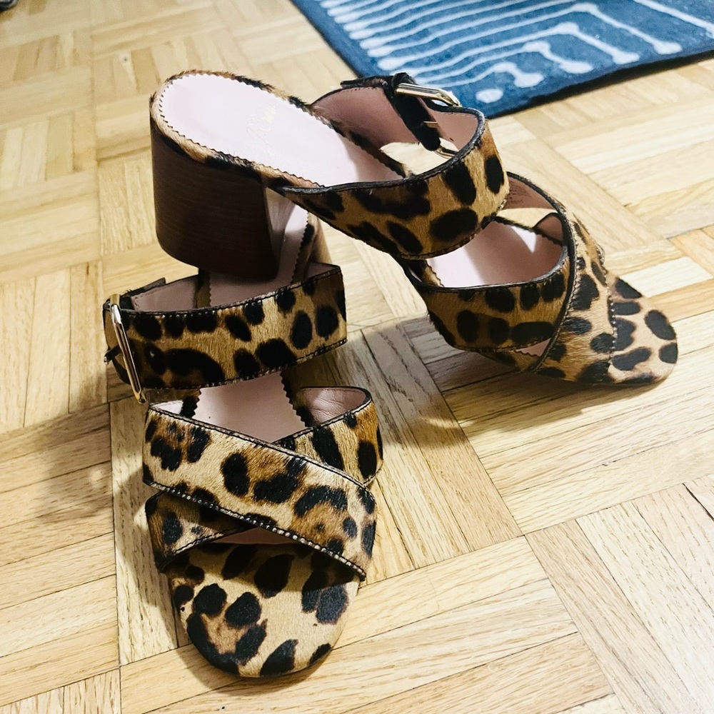 J Crew calf hair leopard print sandal 7 1/2